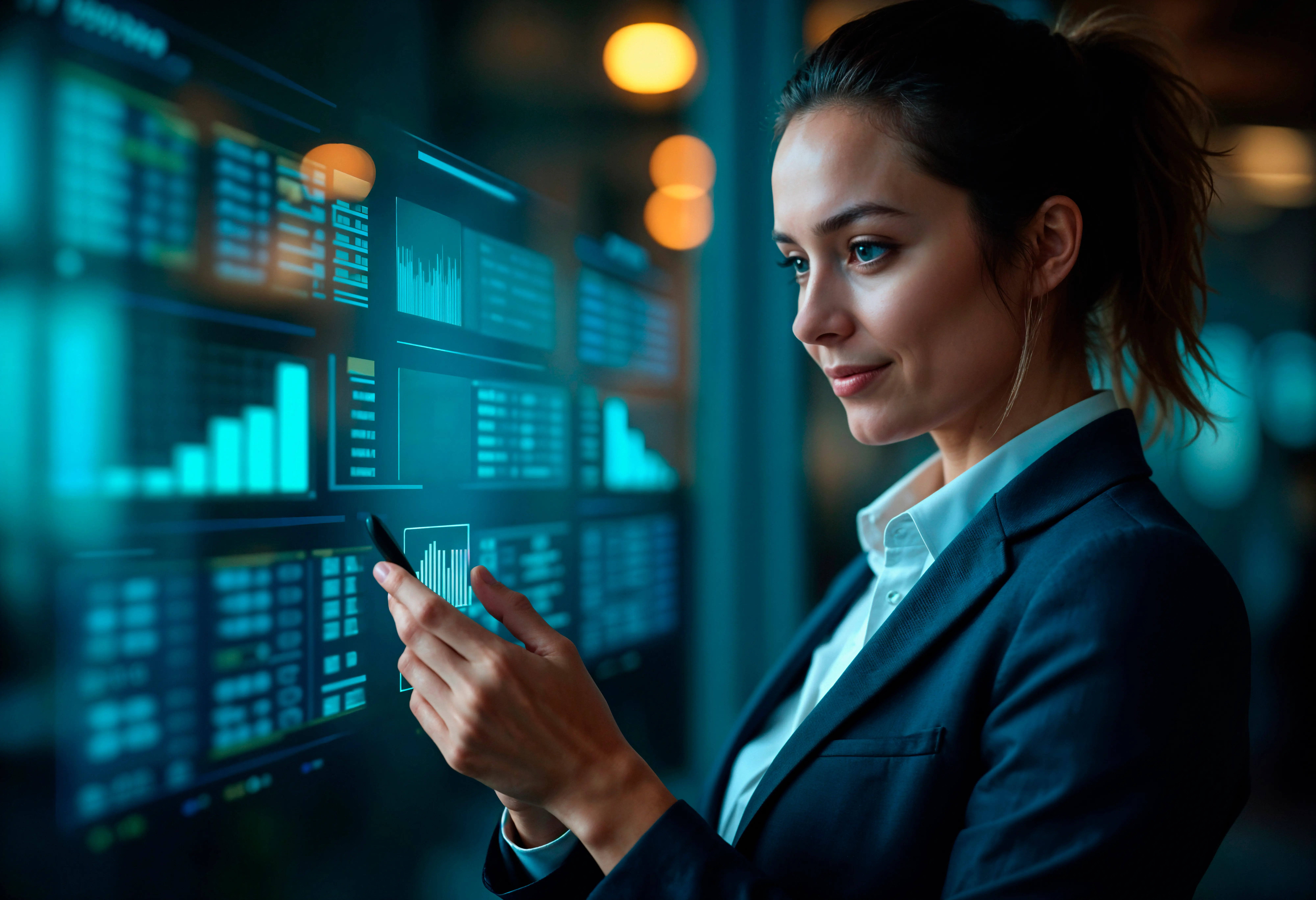 Profesional analizando dashboards y datos para la toma de decisiones comerciales